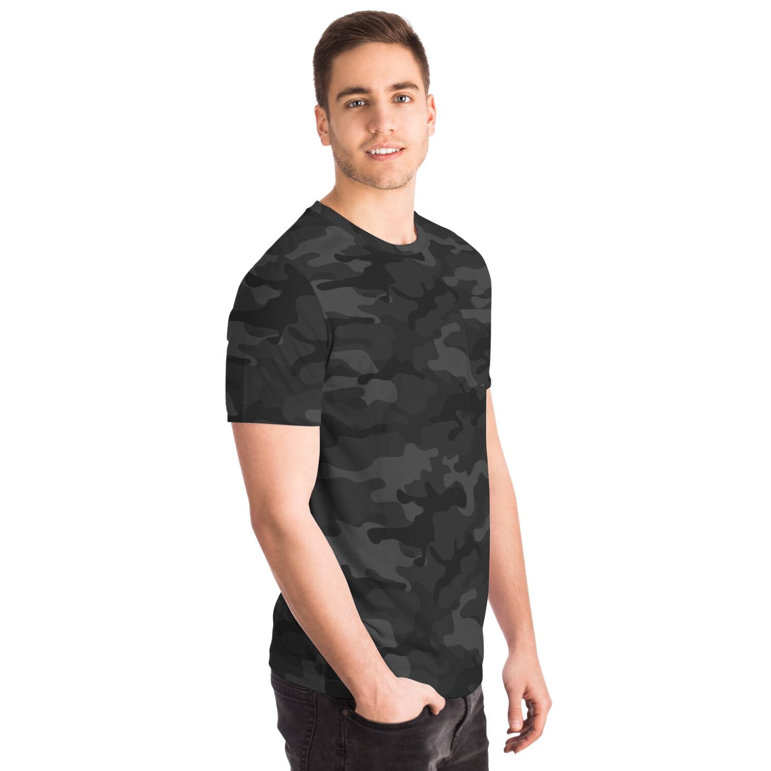 Charcoal Camouflage Crew Neck Pocket T-shirt