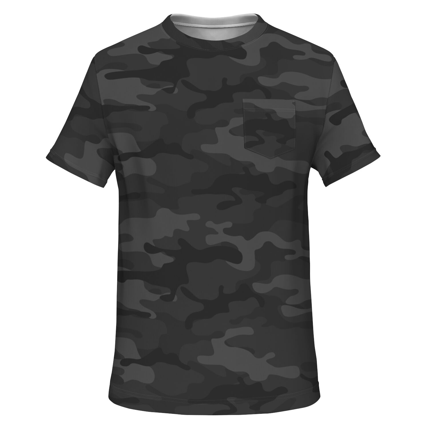 Charcoal Camouflage Crew Neck Pocket T shirt Dynem