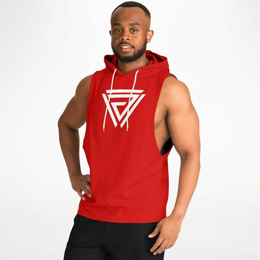 Dynem Casual Drop Armhole Hoodie in Red And White