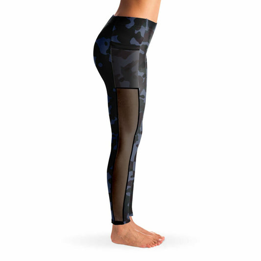 Triumph Mesh Pocket Legging In Blue Camo