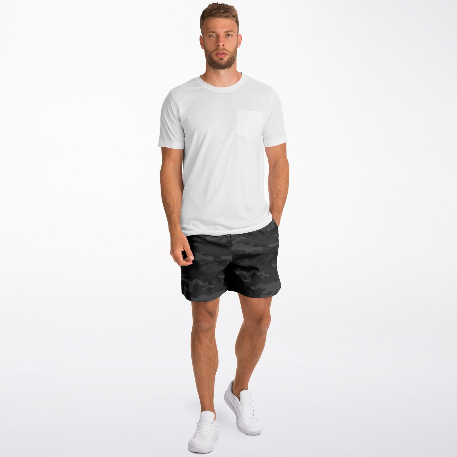 Dynem Athletic Shorts in Dark Gray Camouflage