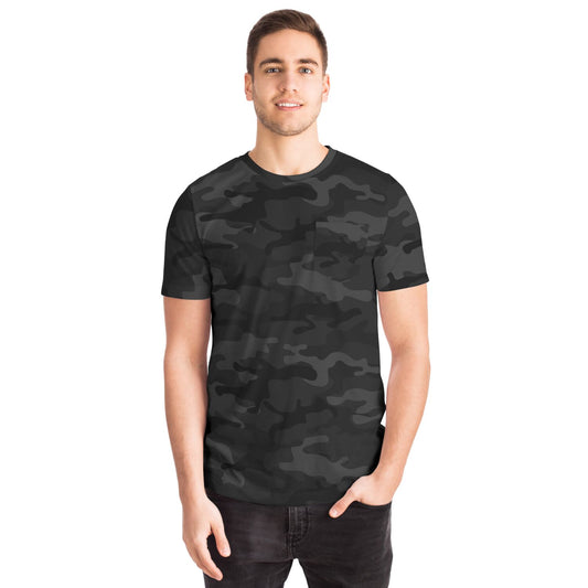 Charcoal Camouflage Crew Neck Pocket T-shirt
