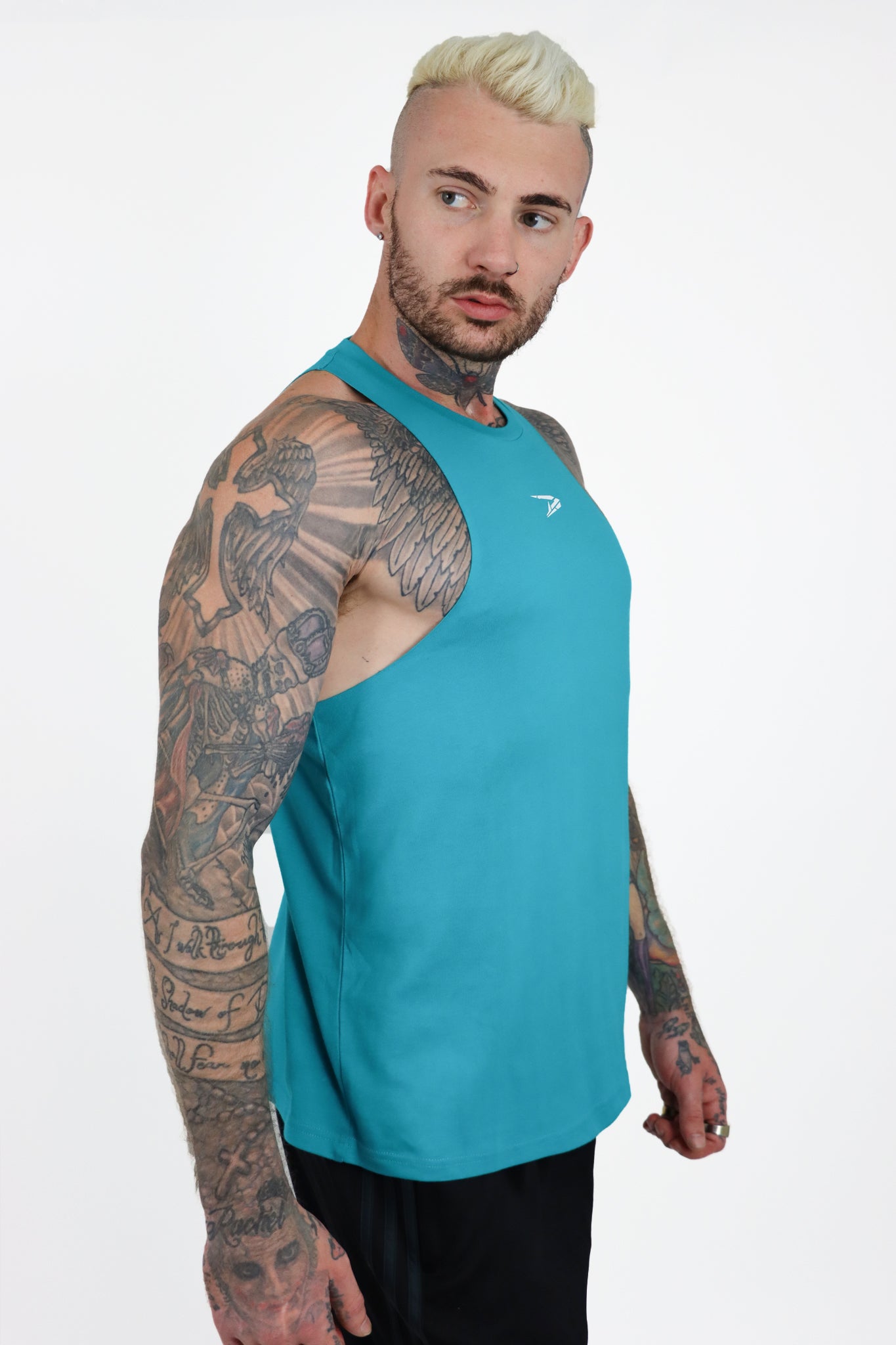Dynem Activewear Revolution Gymtank For Men in Cyan Ocean Blue Color