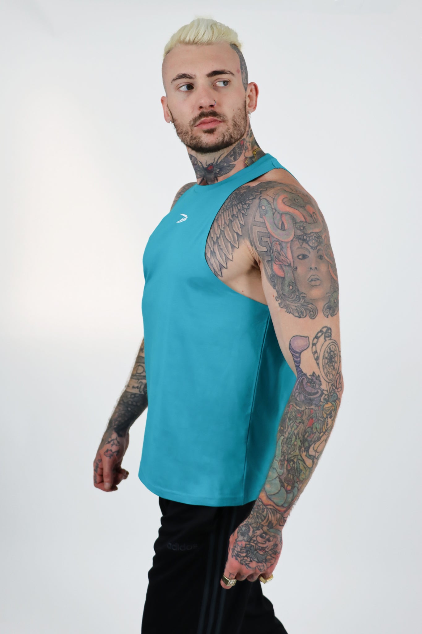 Dynem Activewear Gymtank For Men in Cyan Ocean Blue Color
