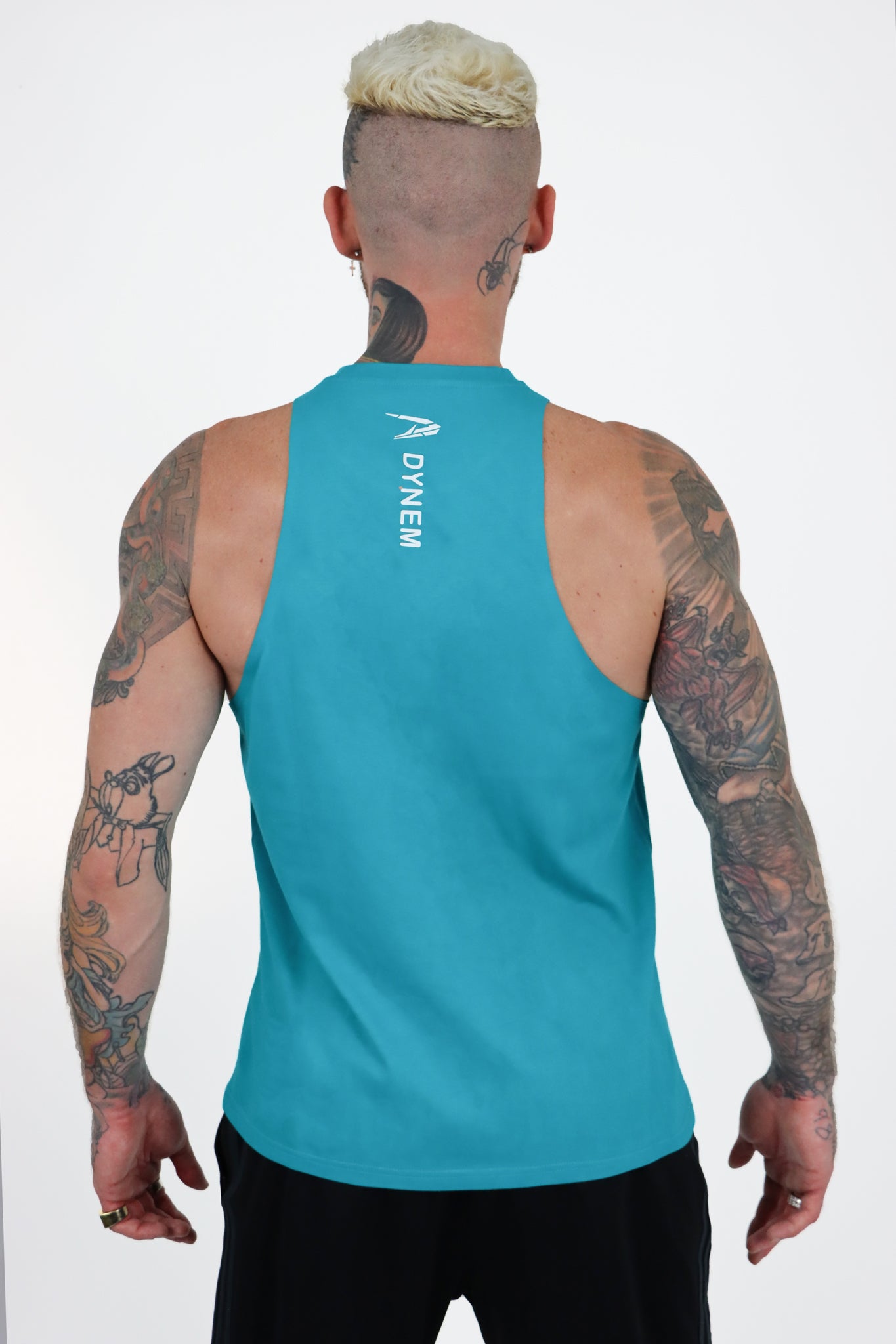 Dynem Activewear Gymtank For Men in Cyan Ocean Blue Color