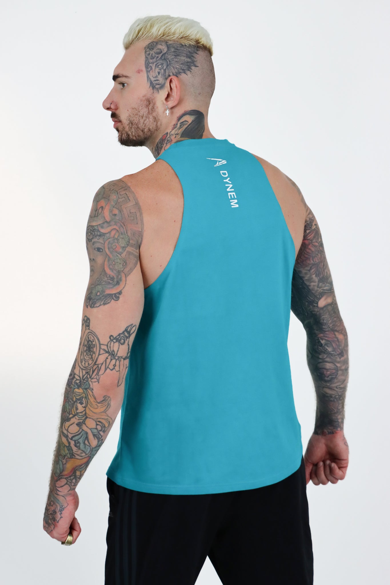 Dynem Activewear Gymtank For Men in Cyan Ocean Blue Color